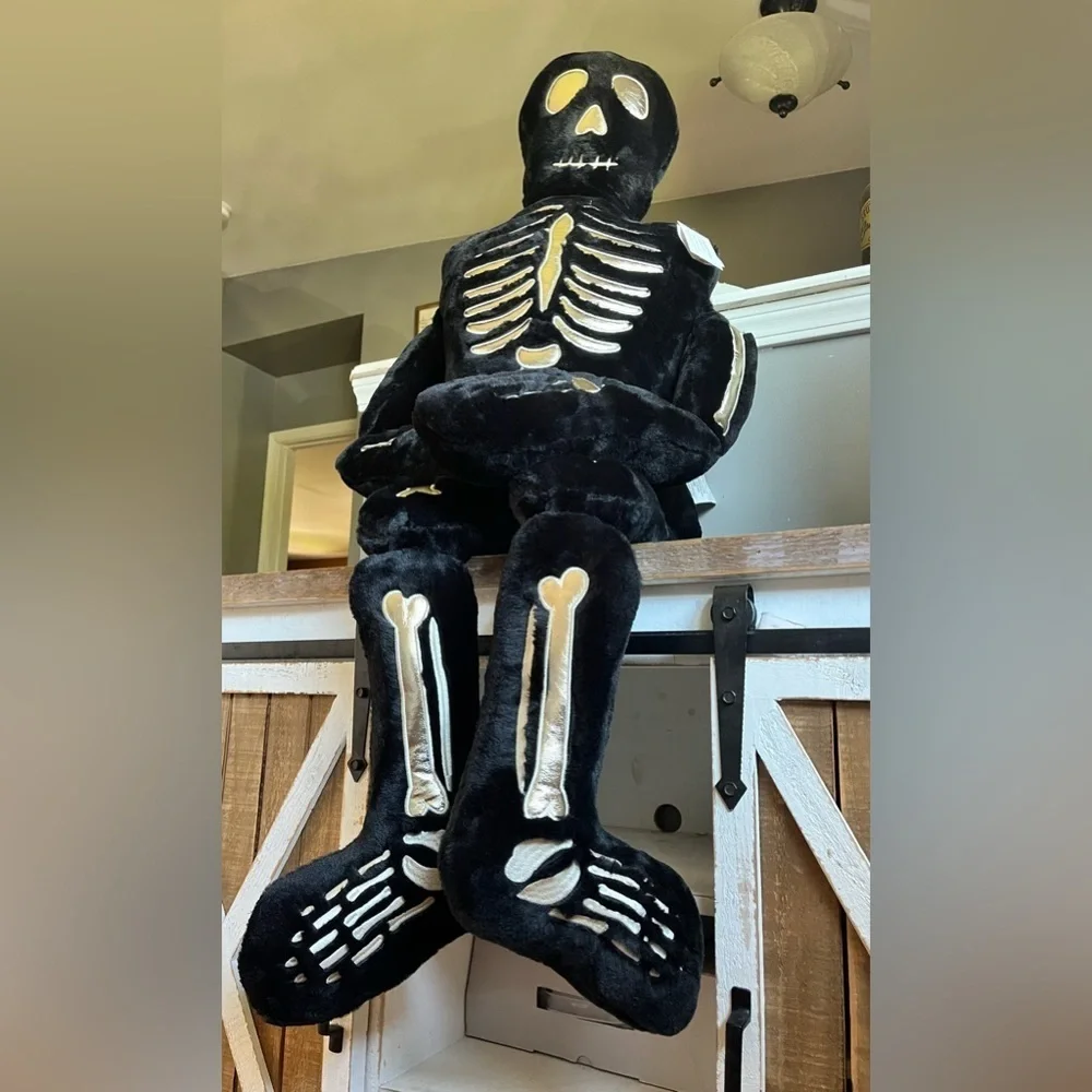 Isaac Mizrahi 5 Ft Black Gold Skeleton Body Pillow NWT